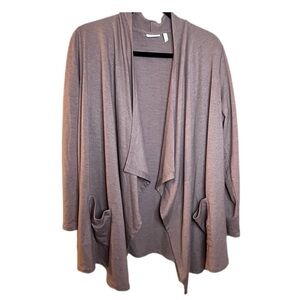 LOGO by Lori Goldstein drape cardigan long sleeve pockets